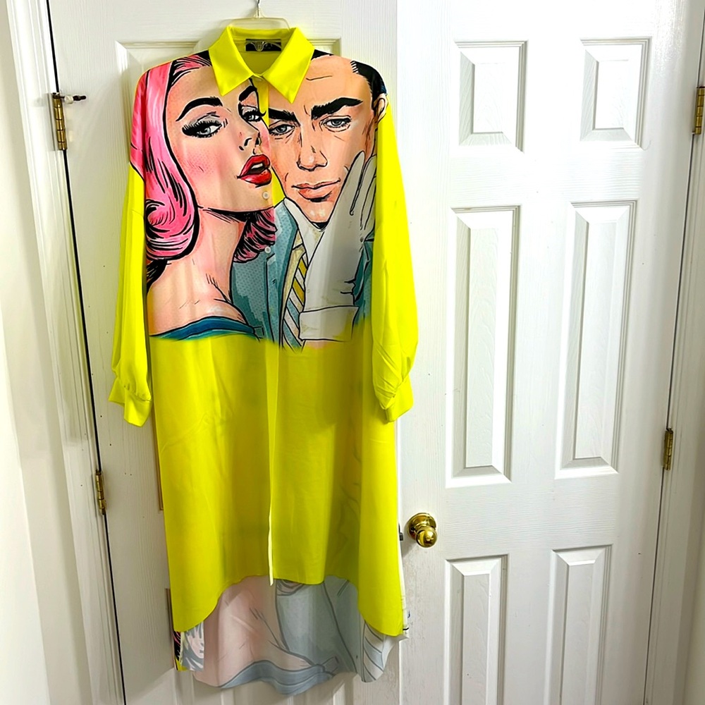 Akira Cartoon Long Button Down Tunic